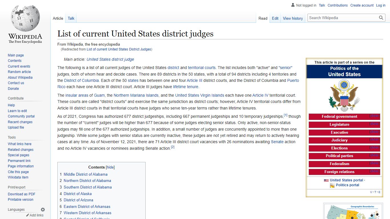 List of current United States district judges - Wikipedia